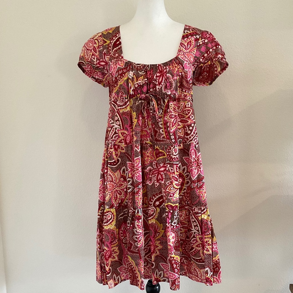 LOFT  Dress Floral Print Orange Brown Size 6